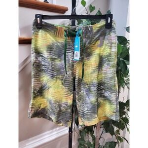 Just Keep Livin Men's Multicolor Polyester Logo Print Pull On Swimwear Shorts 30